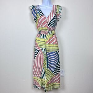 THML Jumpsuit Womens Extra Small Wide Leg Cropped Ruffle Fringe Bohemian